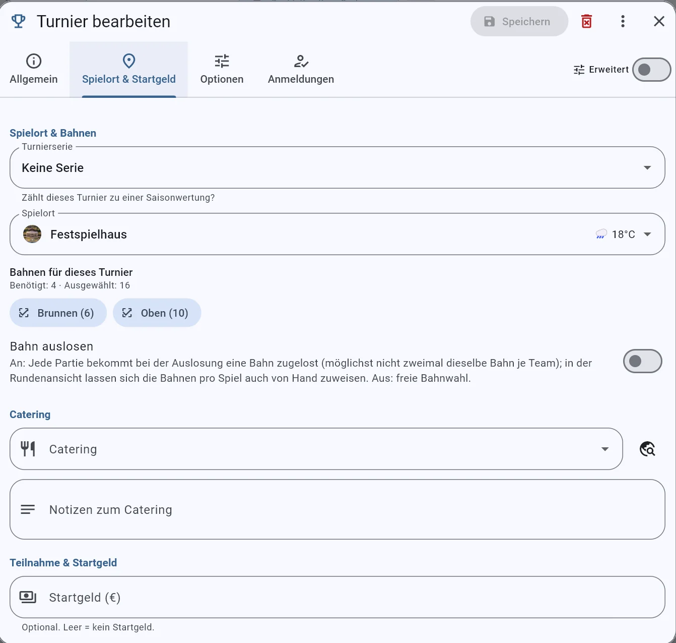 Echter Boule-Boy Screenshot: Turnieroptionen · 2